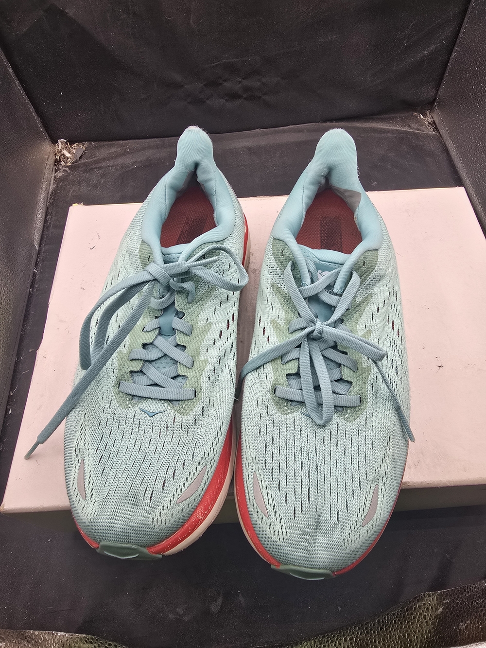 Light Teal Women's Running‎ Shoes with Coral Accents